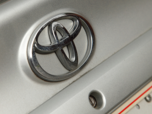 Toyota Logo on White Car in Baltimore MD