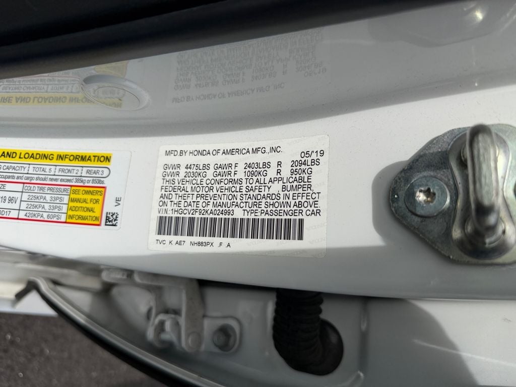 2019 Honda Accord Touring 2.0T CLEAN CARFAX 1 OWNER