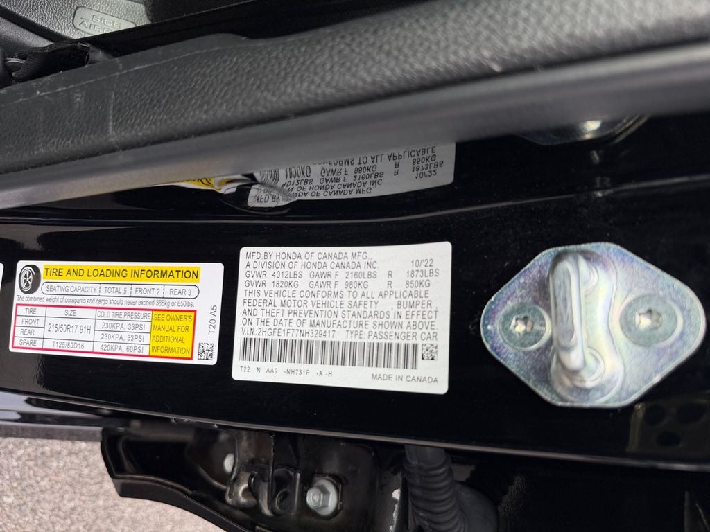 2022 Honda Civic EX FUEL EFFICIENT